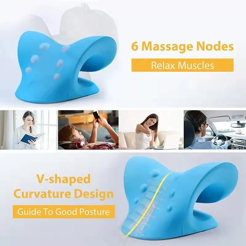 Neck Shoulder Stretcher Relaxer Cervical Chiropractic Traction Device Pillow for Pain Relief Cervical Spine Alignment Gift